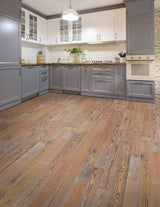 allen + roth Pine Hazlenut hardwood flooring — installed room view