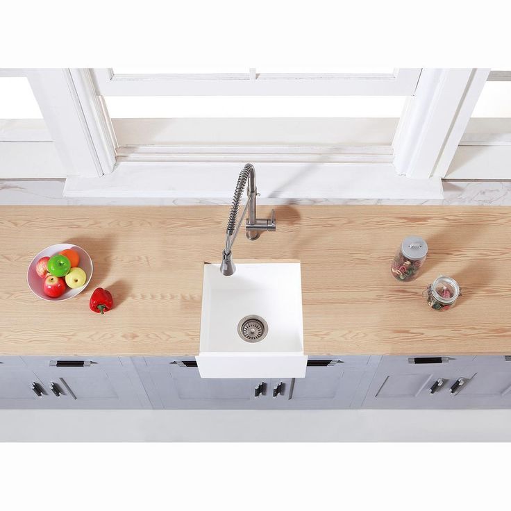 Undermount Solid Surface White Stone Square 15 in. Single Basin Bar/Prep Sink in Matte White