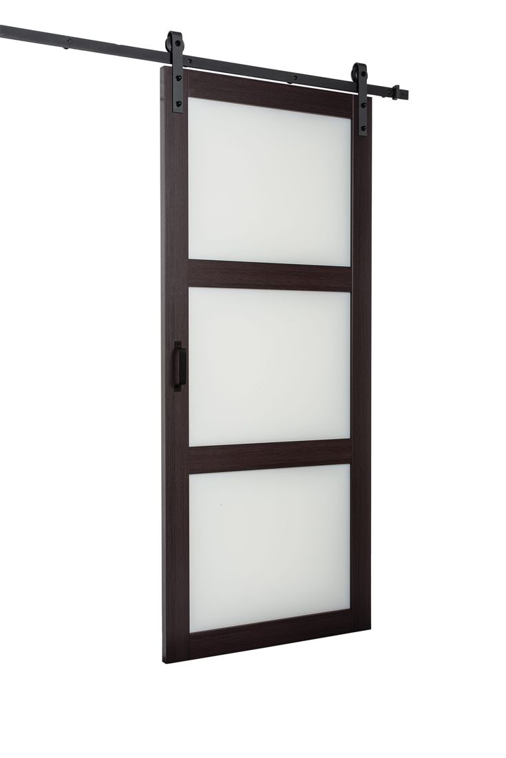 RELIABILT 36-in x 84-in Espresso Frosted Glass Mdf Single Barn Door (Hardware Included)