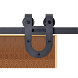 72 in. Antique Bronze Rustic Horseshoe Barn Style Sliding Door Track and Hardware Set - Super Arbor