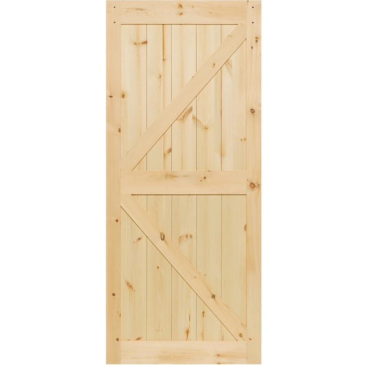 36 in. x 83.5 in. K-Bar Solid Core Pine Unfinished Interior Barn Door Slab - Super Arbor