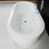 Bologna 67 in. Acrylic Freestanding Whirlpool and Air Bathtub with Drain and Overflow Included in White - Super Arbor