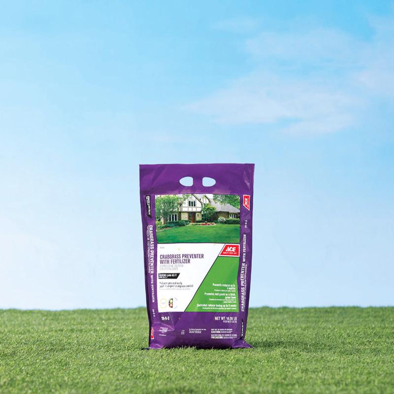 Ace Crabgrass Preventer Lawn Fertilizer for All Grasses, 5,000 sq ft Coverage