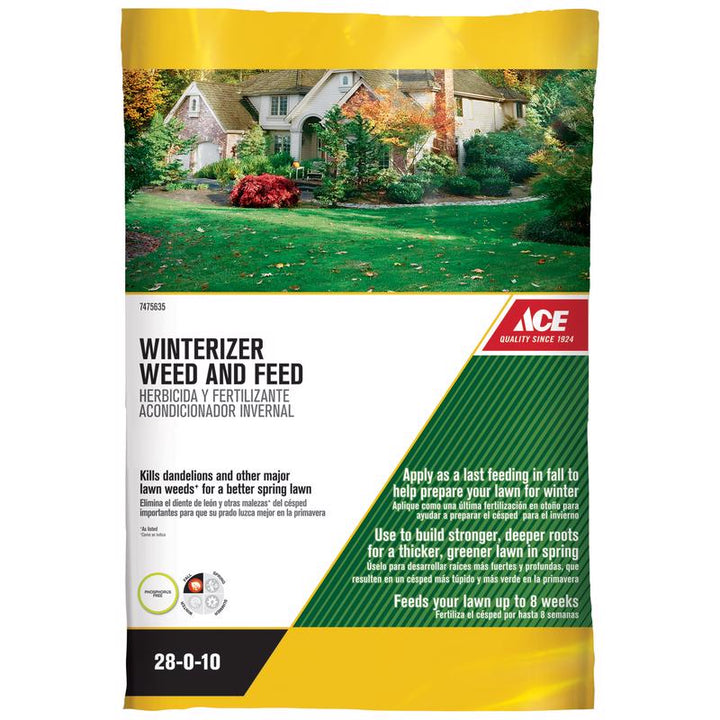 Ace Winterizer Weed & Feed Lawn Fertilizer for Multiple Grass Types, 5,000 sq ft Coverage