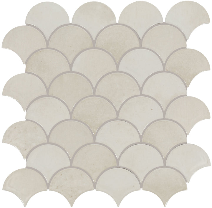 Daltile Miramo Pearl 12-in x 13-in Glossy Ceramic Handcrafted look Oval Mosaic Wall Tile product image