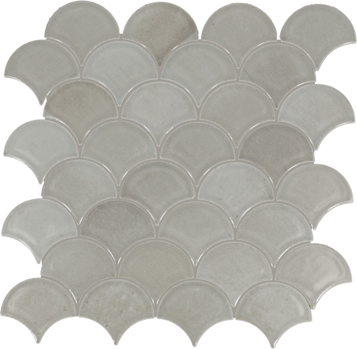 Daltile Miramo Oyster 12-in x 13-in Glossy Ceramic Handcrafted look Oval Mosaic Wall Tile product image