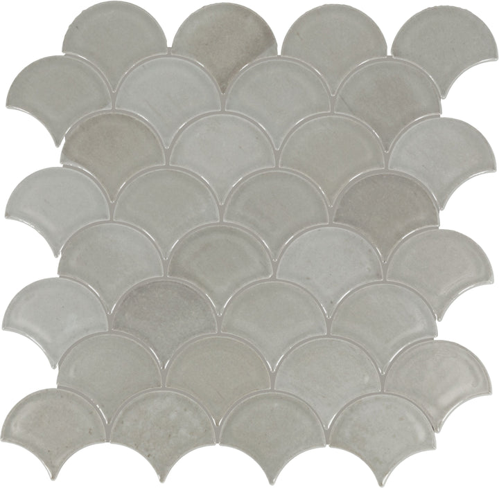 Daltile Miramo Oyster 12-in x 13-in Glossy Ceramic Handcrafted look Oval Mosaic Wall Tile product image