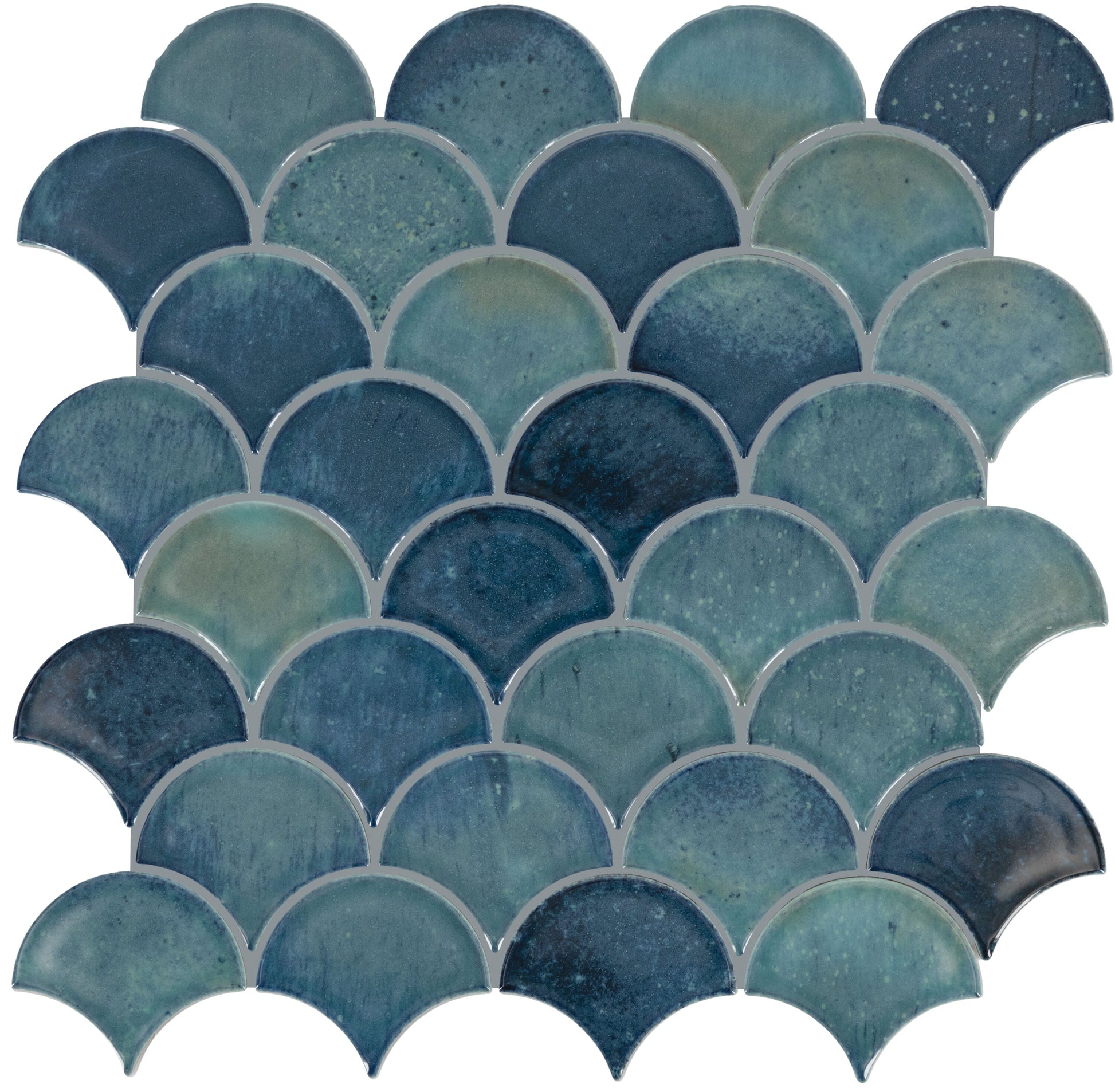 Daltile Miramo Aqua 12-in x 13-in Glossy Ceramic Handcrafted look Oval Mosaic Wall Tile product image