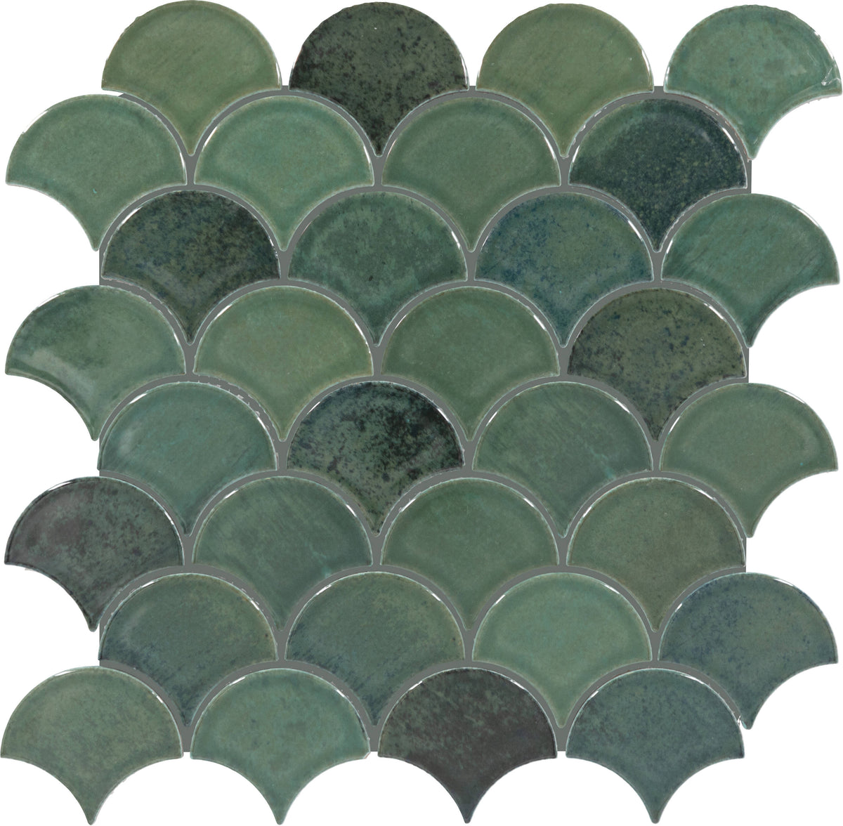 Daltile Miramo Reef 12-in x 13-in Glossy Ceramic Handcrafted look Oval Mosaic Wall Tile product image