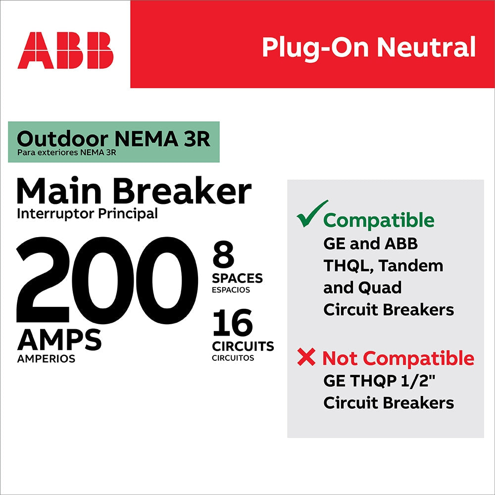 ABB ReliaHome P-Series 200-Amp 8-space load center - side view