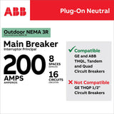 ABB ReliaHome P-Series 200-Amp 8-space load center - side view