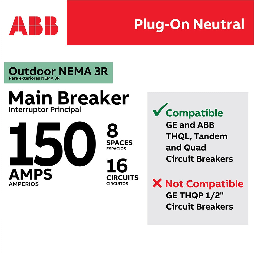 ABB ReliaHome P-Series 150-Amp 8-space load center - side view