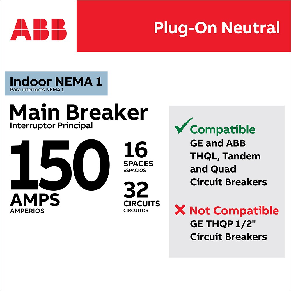 ABB ReliaHome P-Series 150-Amp 16-space load center - side view