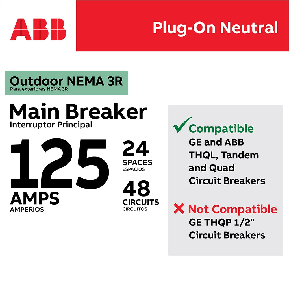 ABB ReliaHome P-Series 125-Amp 24-space load center - side view