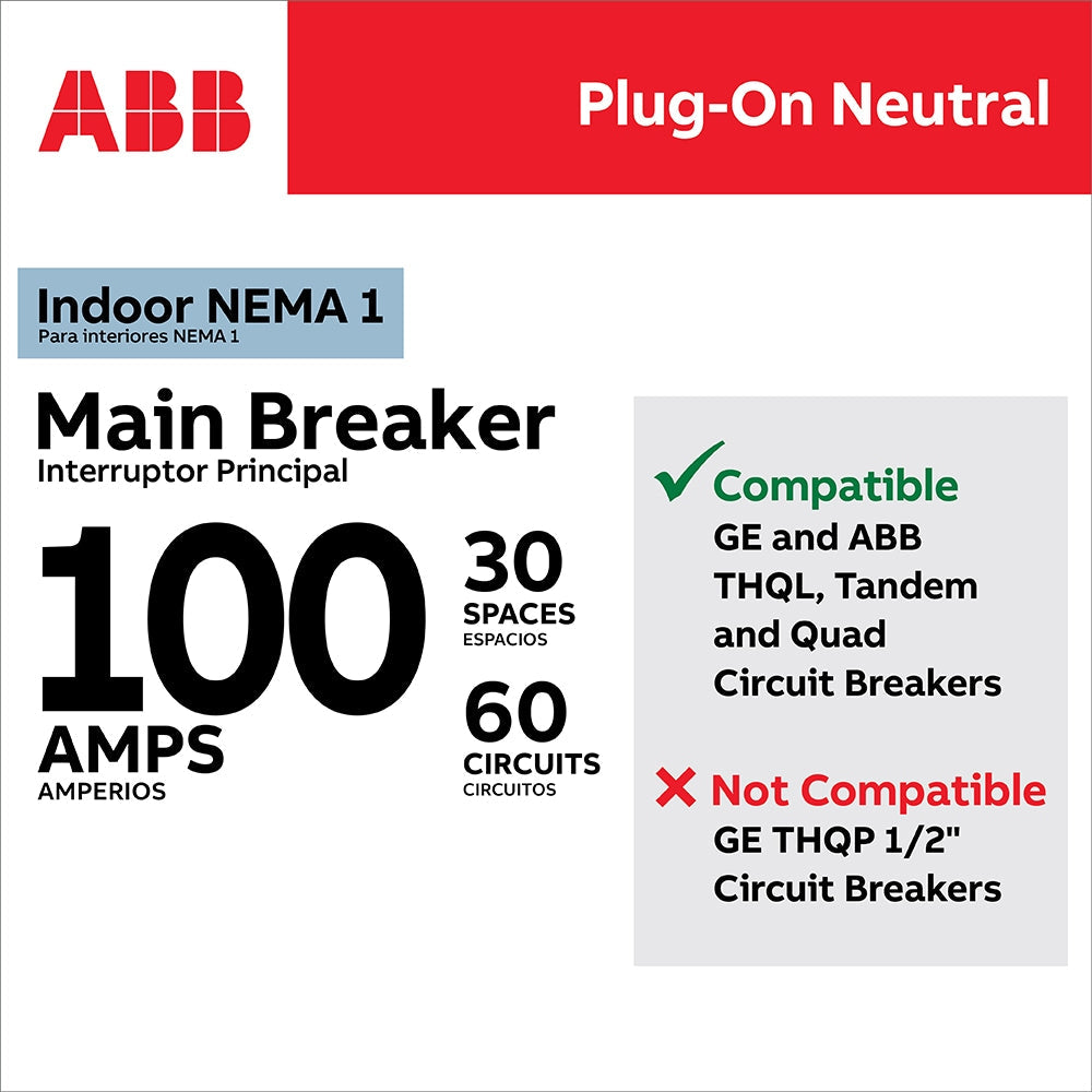 ABB ReliaHome P-Series 100-Amp 30-space load center - side view