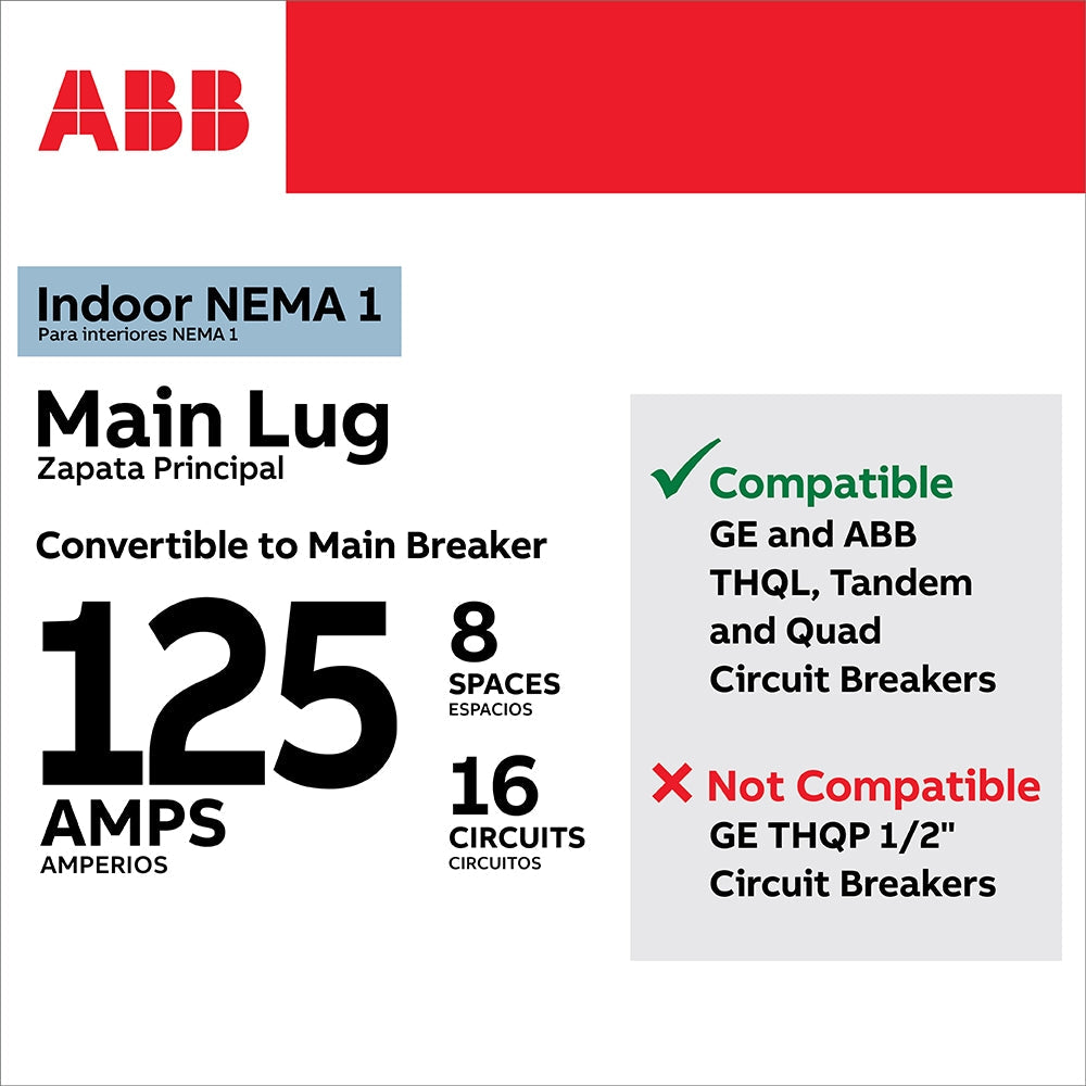 ABB ReliaHome T-Series 125-Amp 8-space load center - side view