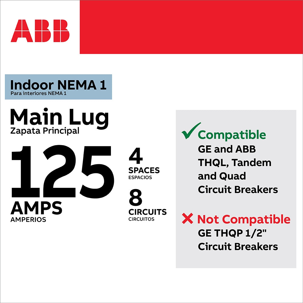 ABB ReliaHome T-Series 125-Amp 4-space load center - side view