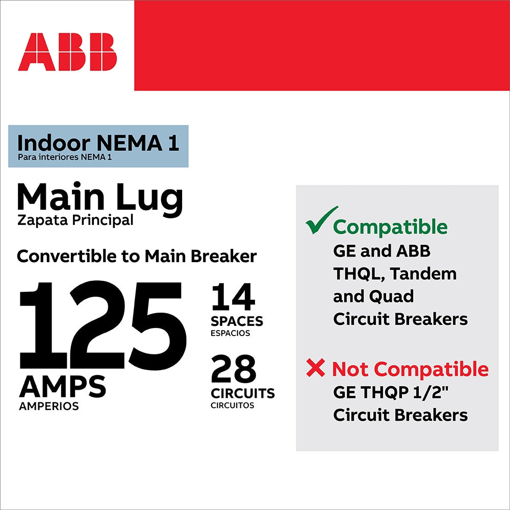 ABB ReliaHome T-Series 125-Amp 12-space load center - side view