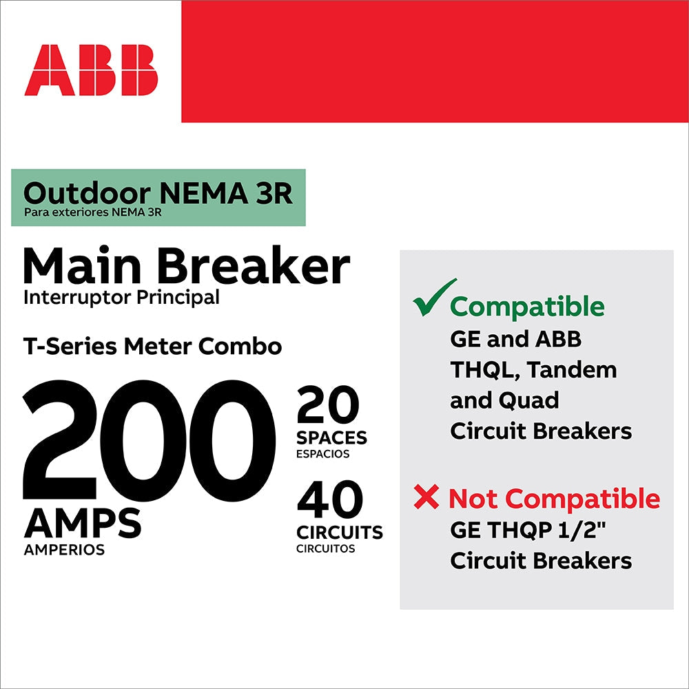 ABB ReliaHome 200-Amp 20-space load center - side view