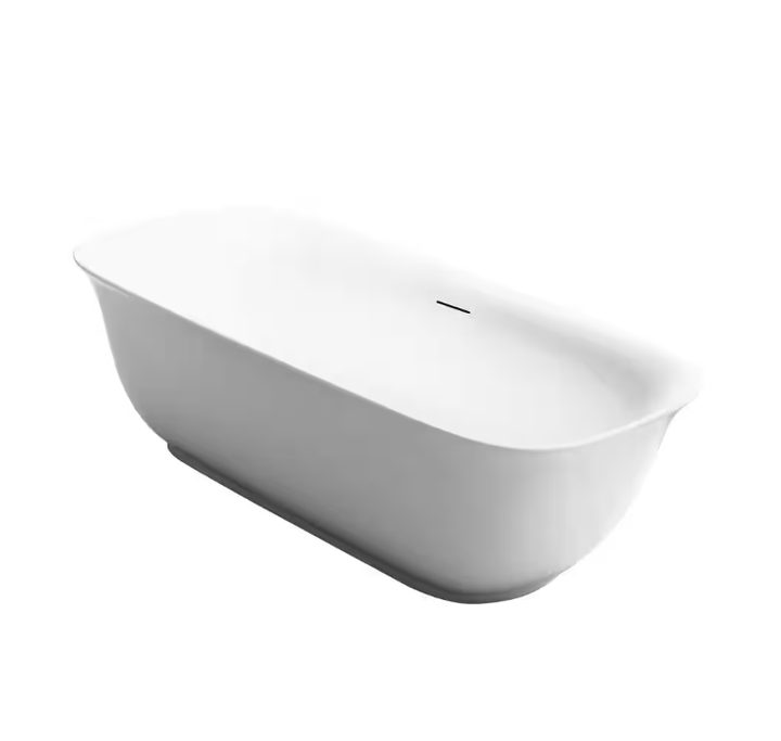 67 in. x 31.5 in. Acrylic Freestanding Flatbottom Double Ended Soaking Bathtub in White