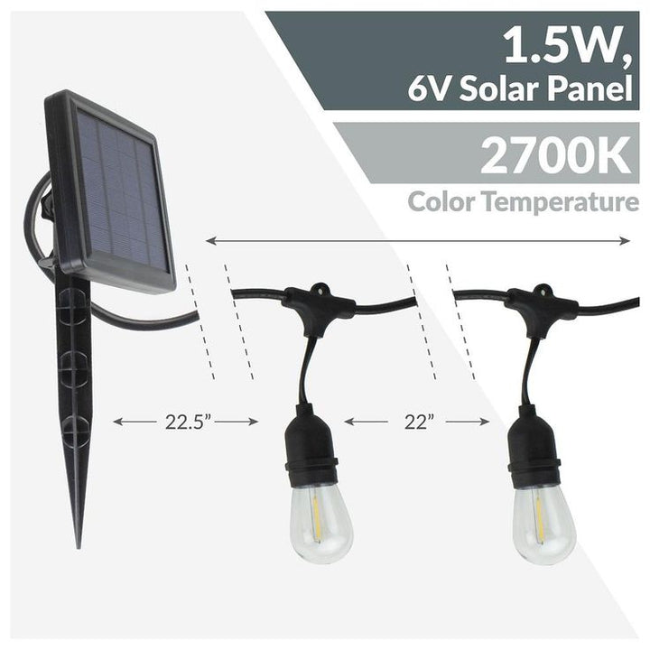 24 ft. Solar Outdoor Party LED String Lights with 12 LED S14 Bulbs