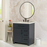 Style Selections Cauley 30-in Deep Blue Single Sink Bathroom Vanity with White Cultured Marble Top