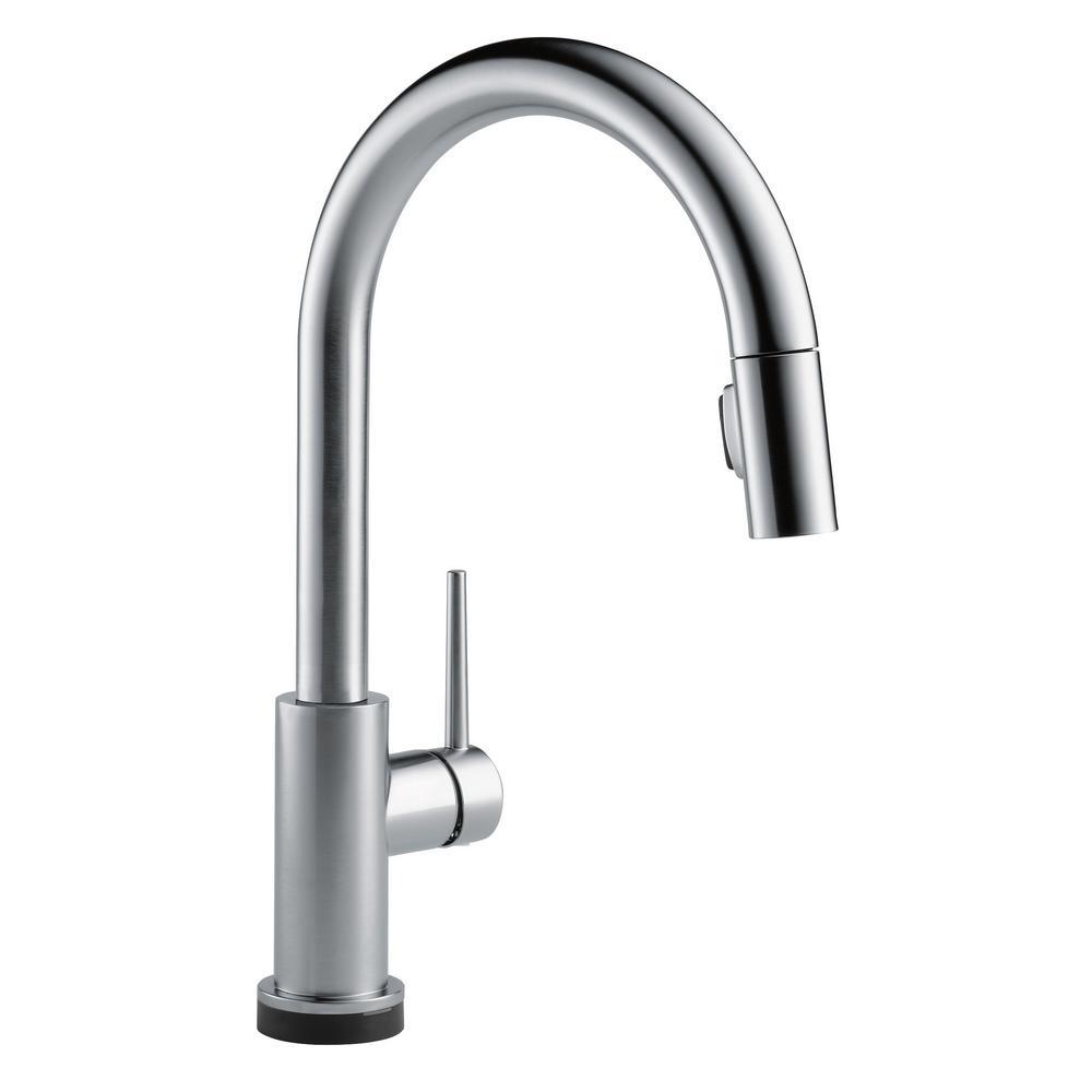 Trinsic Single-Handle Pull-Down Sprayer Kitchen Faucet with Touch2O Technology in Matte Black - Super Arbor