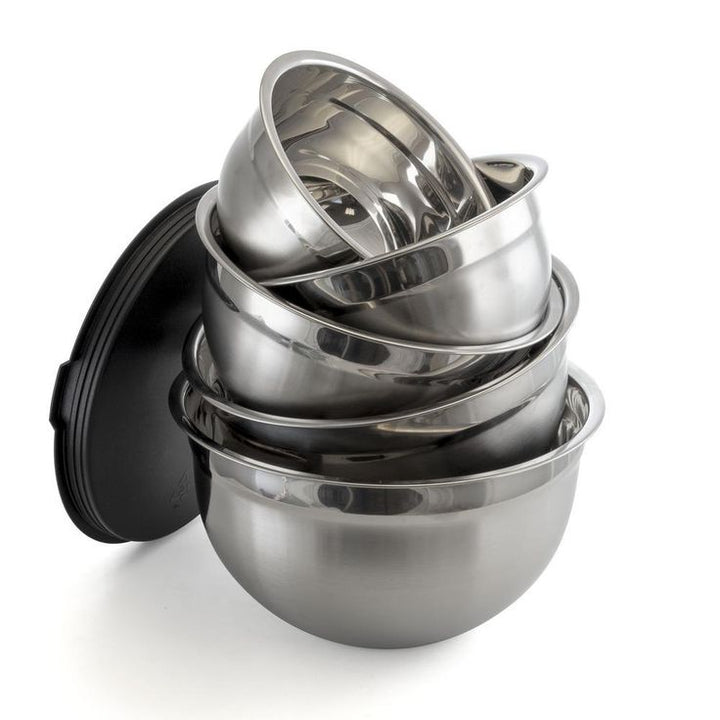 5-Piece Stainless Steel Silver Mixing Bowl Set with Lids