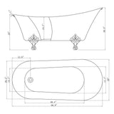 69 in. Acrylic Double Slipper Clawfoot Non-Whirlpool Bathtub in Matte Antique Brass - Super Arbor