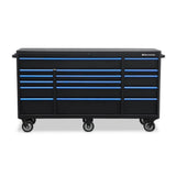 72 in. x 20 in. 16-Drawer Roller Cabinet Tool Chest with Power and USB Outlets in Black and Blue - Super Arbor