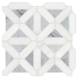MSI Geometrica 12 in. x 12 in. x 10mm Bianco Dolomite Polished Marble Mesh-Mounted Mosaic Tile (10 sq. ft. / case)