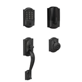 Century Encode Smart Wifi Door Lock with Alarm and Latitude Lever Handleset in Matte Black