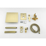 1-Spray Patterns with 2.38 GPM 12 in. Ceiling Mount Dual Shower Heads with Rough-In Valve Body and Trim in Brushed Gold - Super Arbor