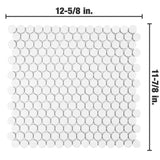 Merola Tile Hudson Penny Round Glossy White 12 in. x 12-5/8 in. x 5 mm Porcelain Mosaic Tile (10.74 sq. ft. / Case)