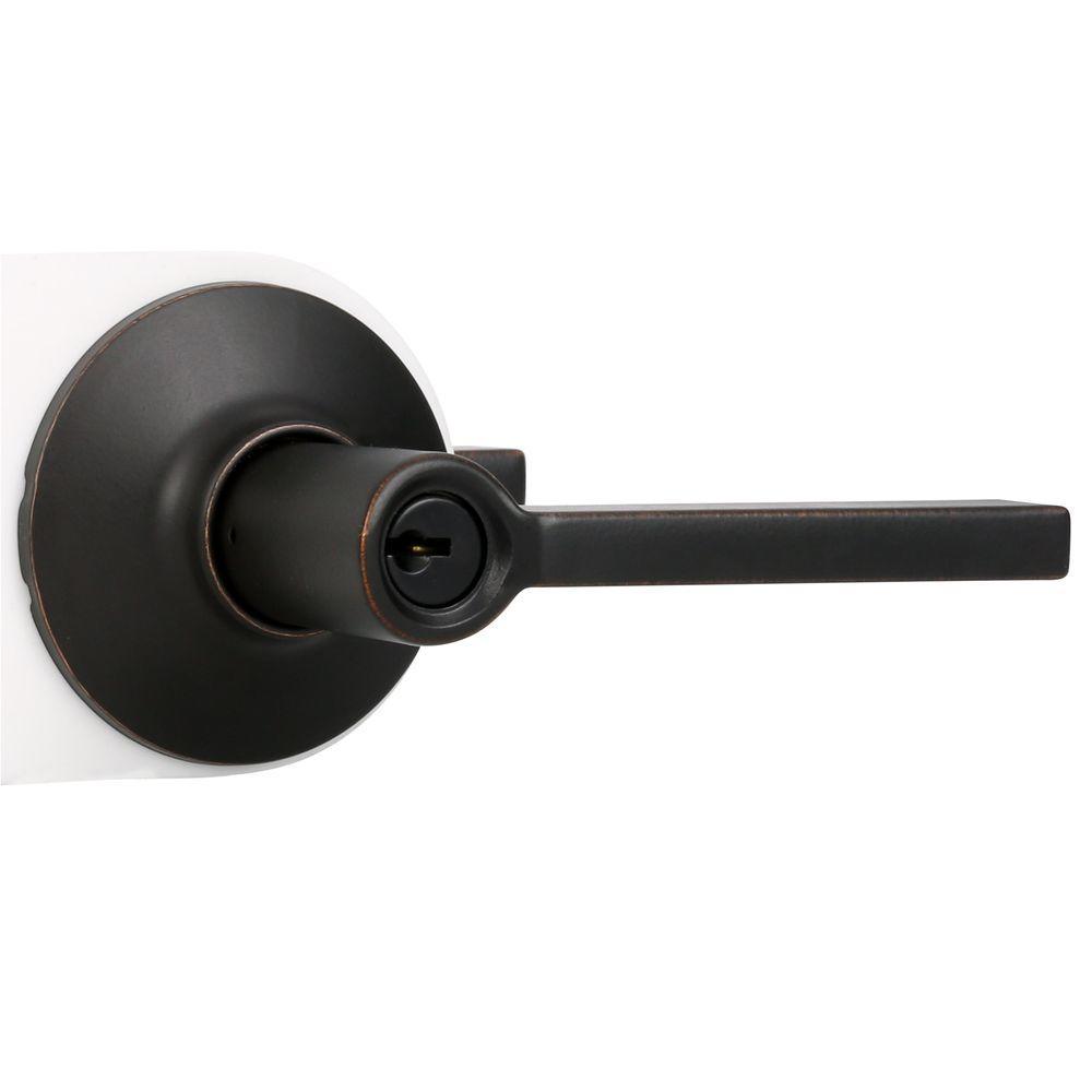 Latitude Aged Bronze Keyed Entry Door Lever - Super Arbor