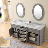 72 in. W x 21.5 in. D x 34 in. H Vanity in Cashmere Grey with Marble Vanity Top in Carrara White