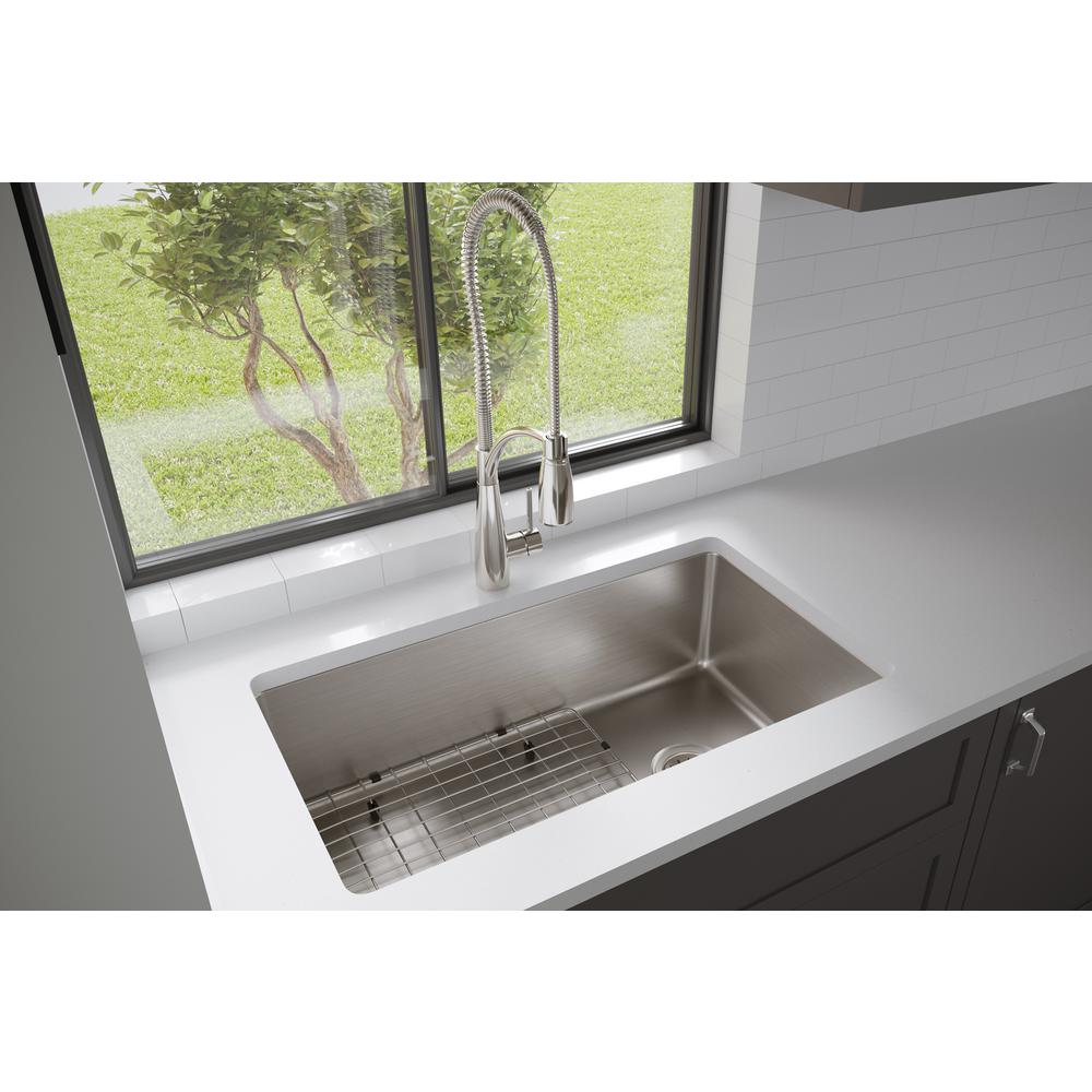 Avenue Drop-in/Undermount Stainless Steel 33 in. Single Bowl Kitchen Sink with Bottom Grid - Super Arbor