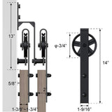 11 ft./132 in. Black Sliding Bypass Barn Door Hardware Track Kit for Double Doors with Non-Routed Floor Guide - Super Arbor