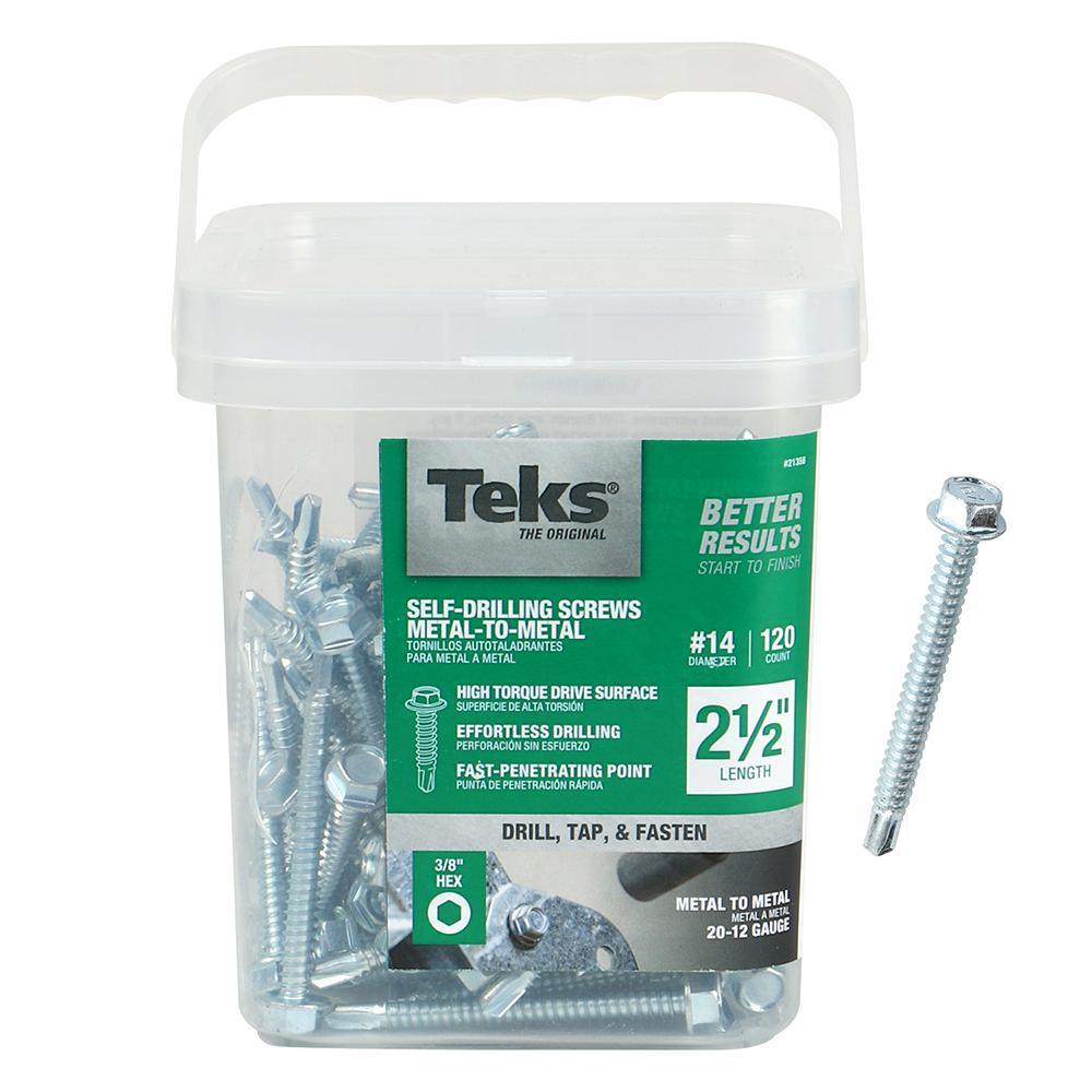 #14 x 2-1/2 in. External Hex-Washer Head Drill-Point Screw (120-Pack)