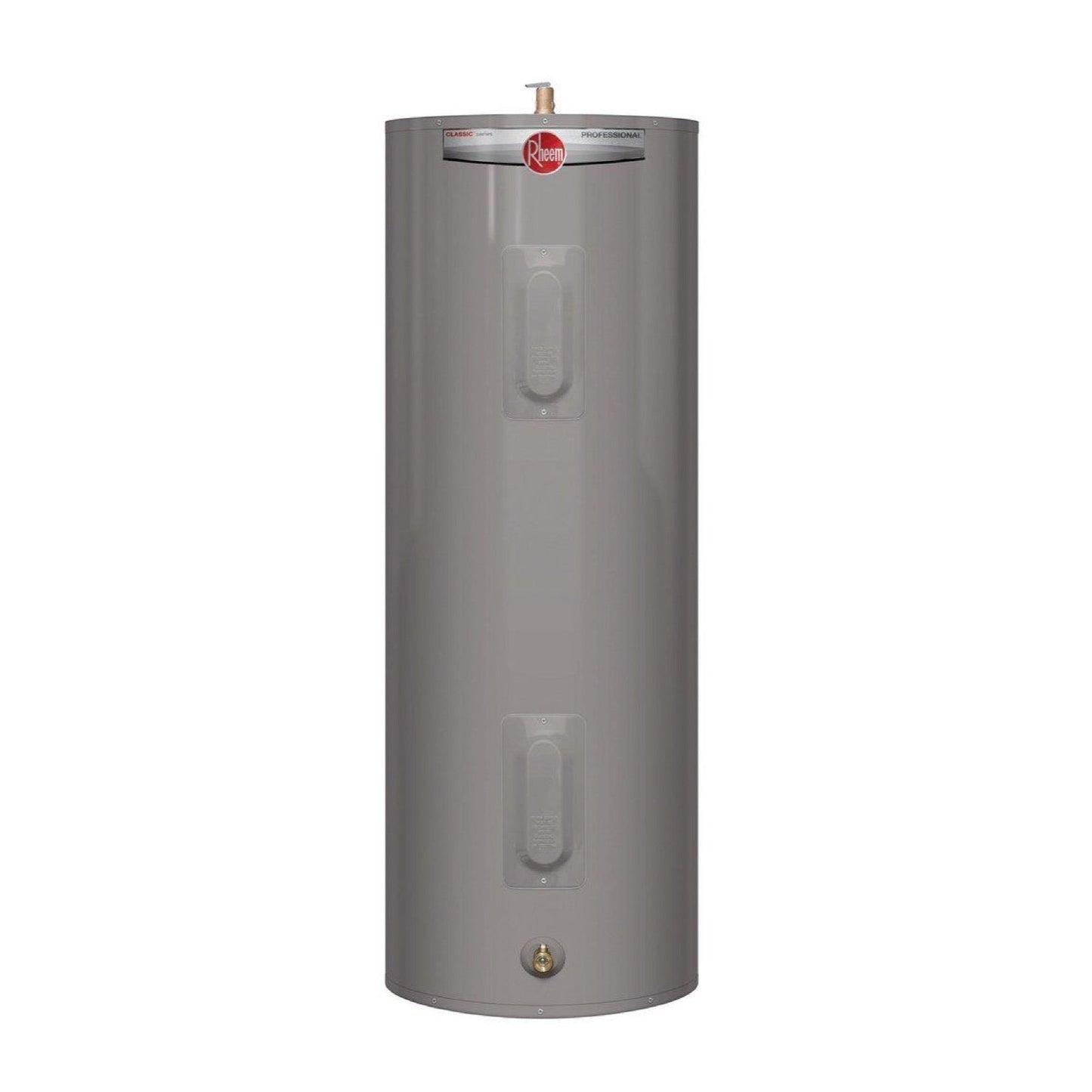 Rheem RE47S2RH95691800 47 gal. Short 4.5kW 2-Element Electric Water Heater shown centered on a square white background
