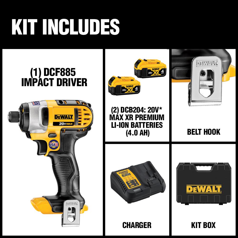 20-Volt MAX Lithium-Ion Cordless 1/4 in. Impact Driver Kit with (2) Batteries 4Ah, Charger and Case - Super Arbor