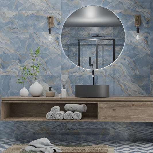 The Tile Life Monarch Jewel Azul 12-in x 24-in Polished Porcelain Floor and Wall Tile product image