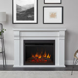 Whittier 58 in. Freestanding Electric Fireplace in Rustic White - Super Arbor