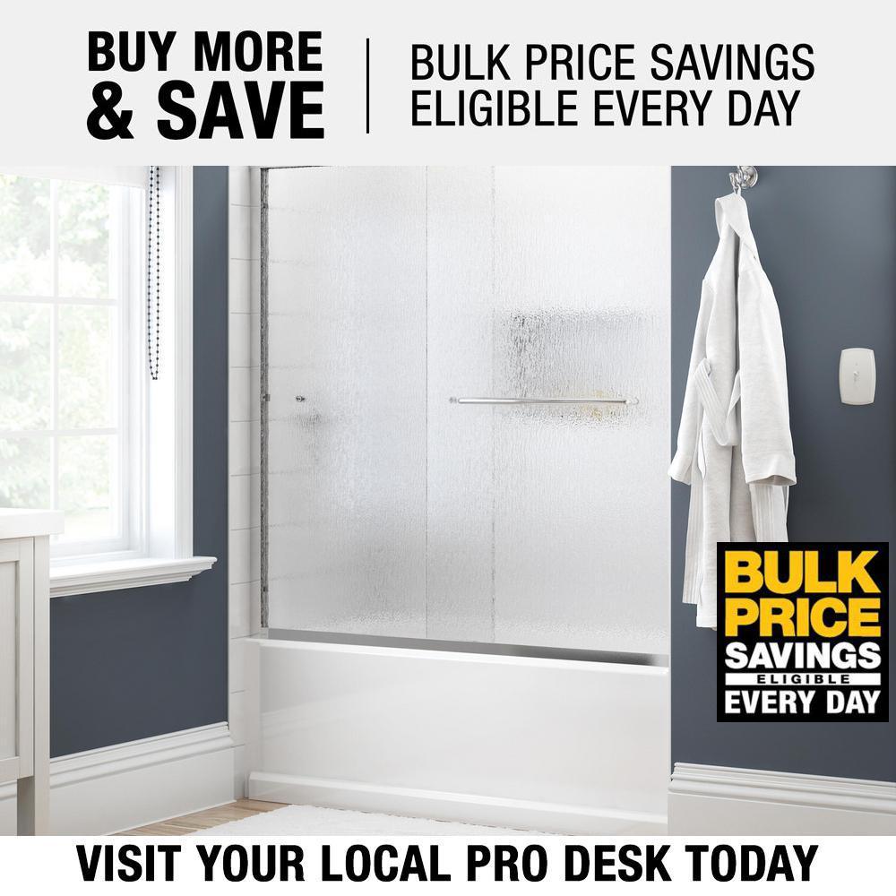 Simplicity 60 in. x 58-1/8 in. Semi-Frameless Traditional Sliding Bathtub Door in Chrome with Rain Glass - Super Arbor