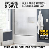 Simplicity 60 in. x 58-1/8 in. Semi-Frameless Traditional Sliding Bathtub Door in Chrome with Rain Glass - Super Arbor
