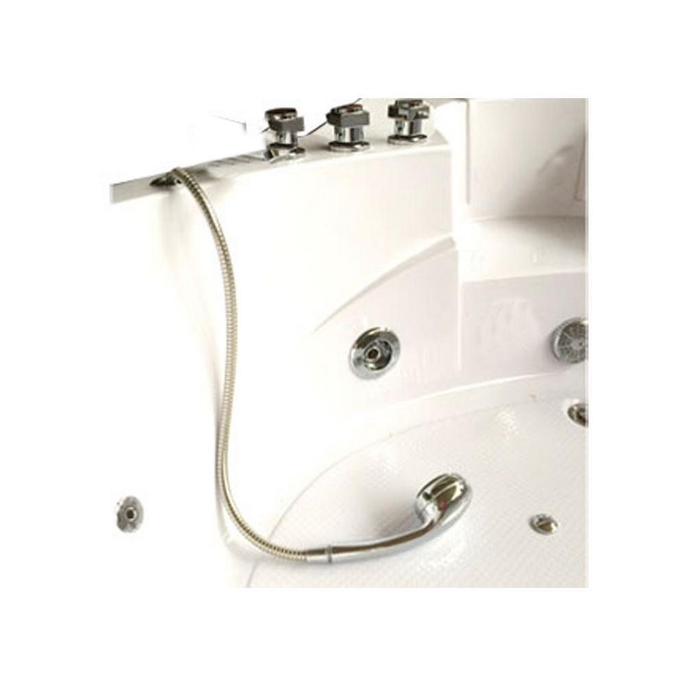Angelica with Heater 55 in. Acrylic Center Drain Corner Alcove Whirlpool Bathtub in White - Super Arbor