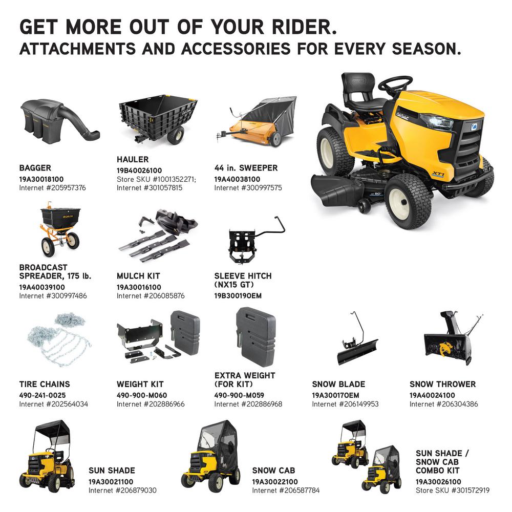 Cub Cadet XT1 Enduro GT 50 in. 25 HP V-Twin Kohler Gas Hydrostatic Front Engine Garden Tractor - Super Arbor