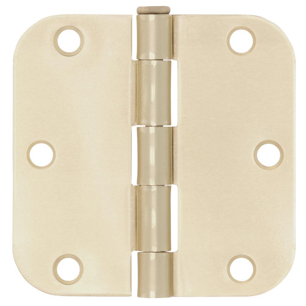 3-1/2 in. Satin Brass 5/8 in. Radius Door Hinges Value Pack (12-Pack) - Super Arbor