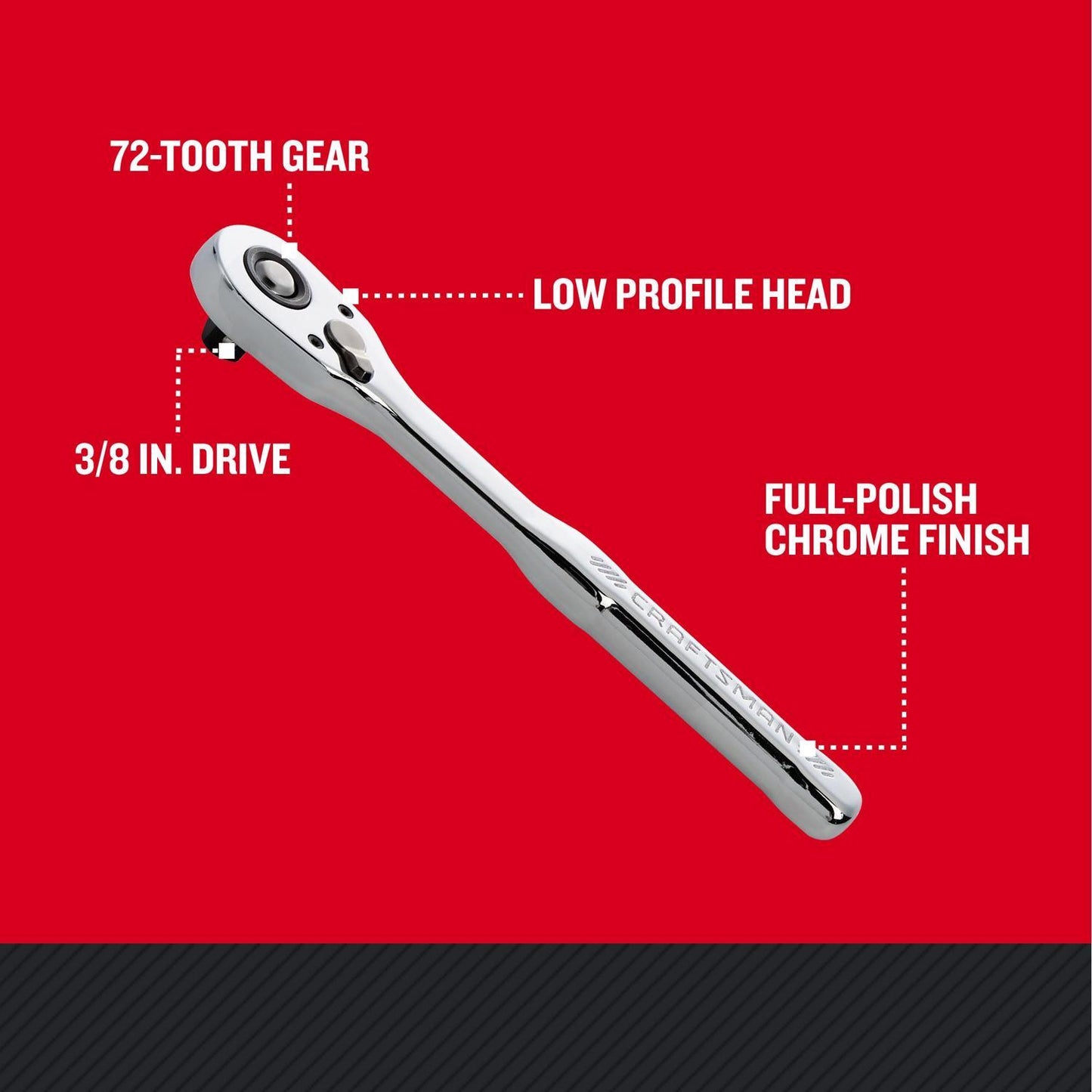 Craftsman Low Profile 3/8 in. Drive SAE Ratchet with 72 Teeth
