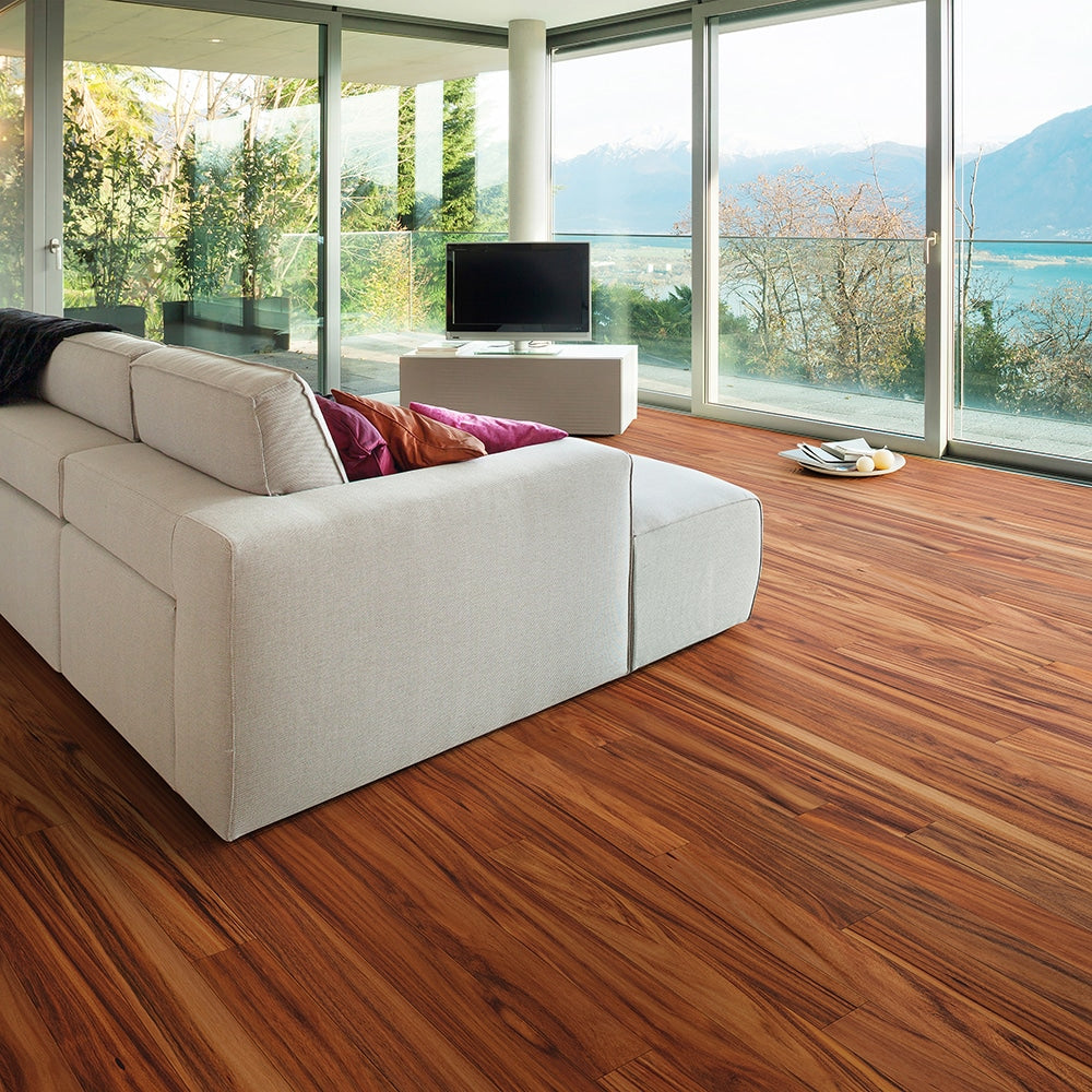 allen + roth Acacia Natural hardwood flooring — detail view